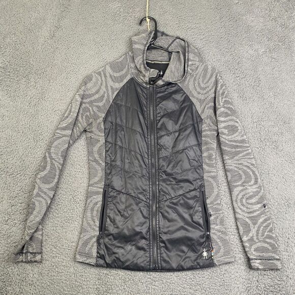 Smartwool Jacket Womens XS Gray Black Merino Wool Hooded F19 SW019080 Patterned - Picture 1 of 15
